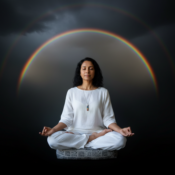 Chakra Pendant Point of Bliss 7 Crystals Silver