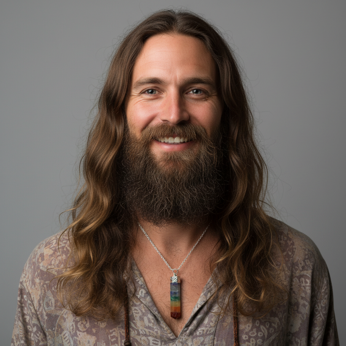 Chakra Pendant Point of Bliss 7 Crystals Silver