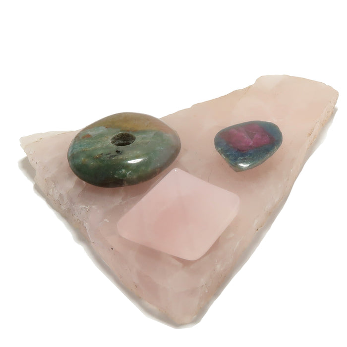 Heart Chakra Plate Healing Love Rose Quartz Tourmaline Jasper