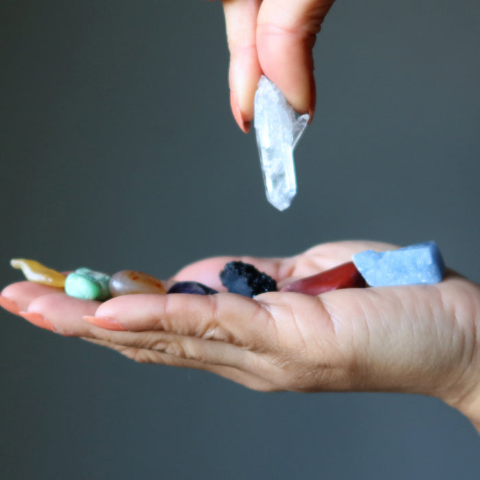 Chakra Set Zodiac Grid Crystals 12 Animal Plate & 7 Healing Stones