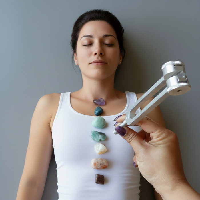Chakra Set 7 Stones and Tuning Fork Vibrational Healing