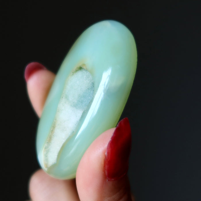 green chalcedony druzy quartz oval cabochon