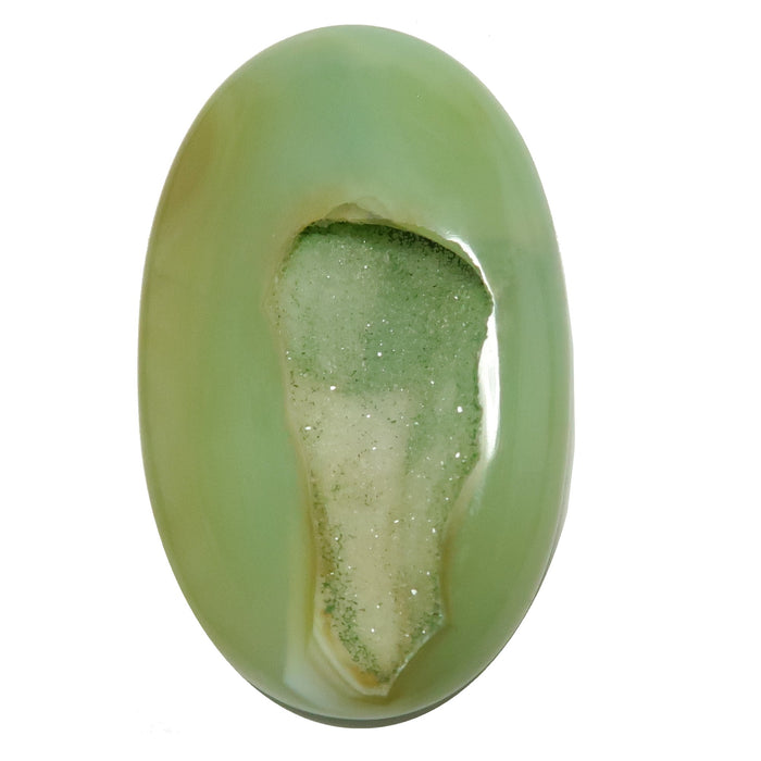 green chalcedony druzy quartz oval cabochon