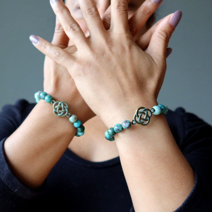 chrysocolla celtic cross bracelet