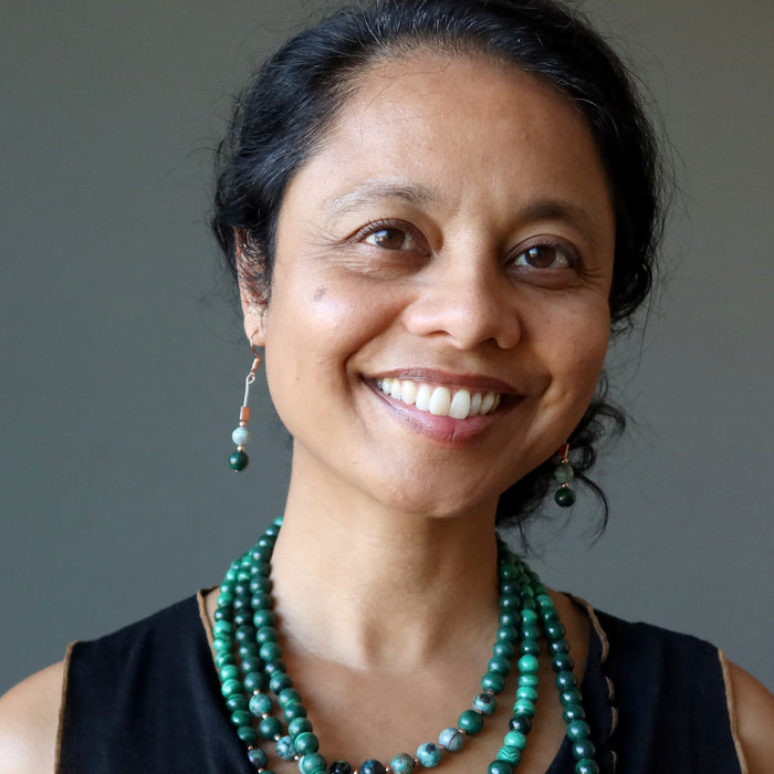 chrysocolla malachite copper earrings