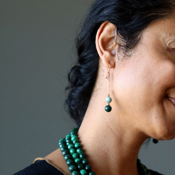 chrysocolla malachite copper earrings