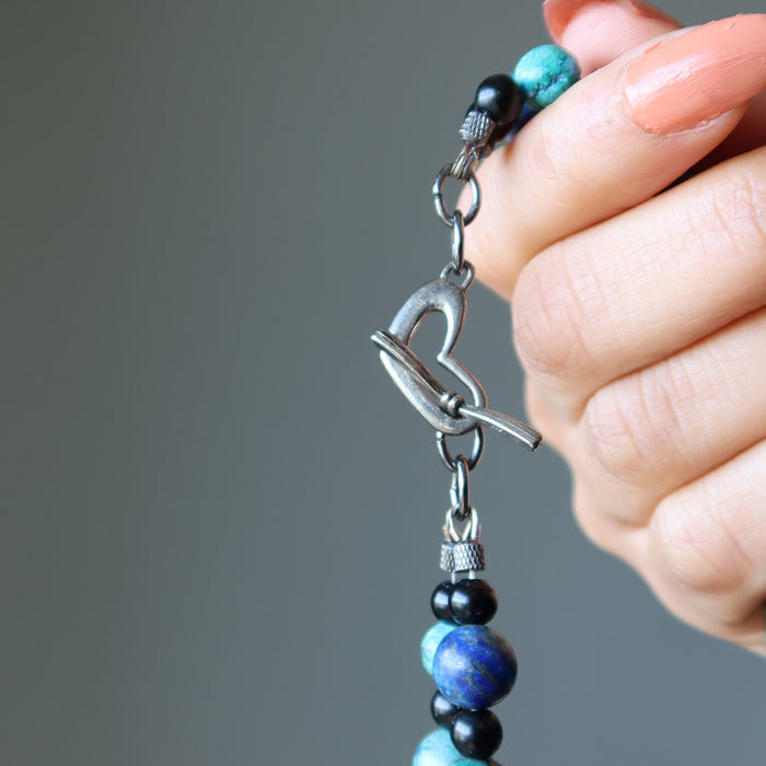 Chrysocolla Necklace Bold Soul Double Layer Black Obsidian