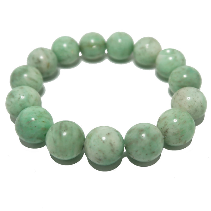 Green Chrysoprase beaded bracelet on a white background