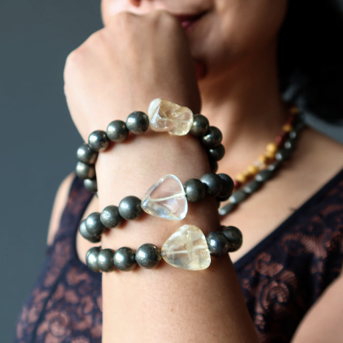 citrine and pyrite bracelets