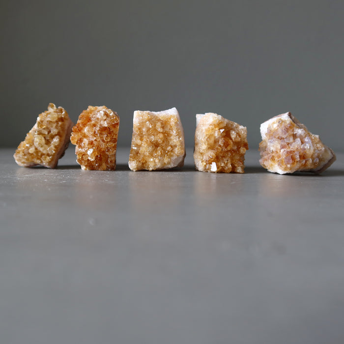 Citrine Cluster Bundle of 5 Yellow Sparkle Prosperity Crystals