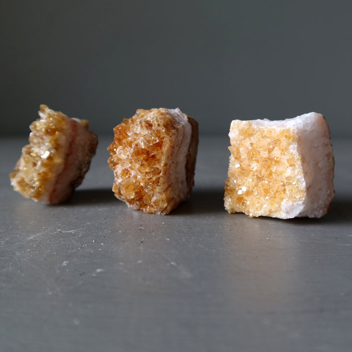 Citrine Cluster Bundle of 5 Yellow Sparkle Prosperity Crystals