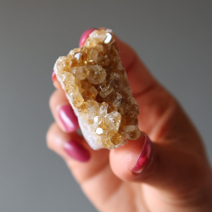 Citrine Cluster Bundle of 5 Yellow Sparkle Prosperity Crystals
