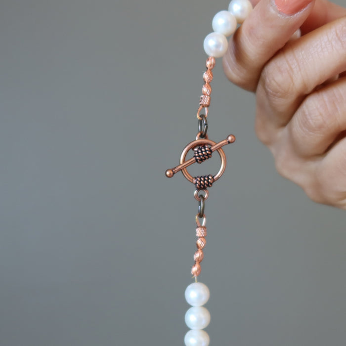 Citrine Necklace Lustrous Luxury White Pearl & Orange Gem