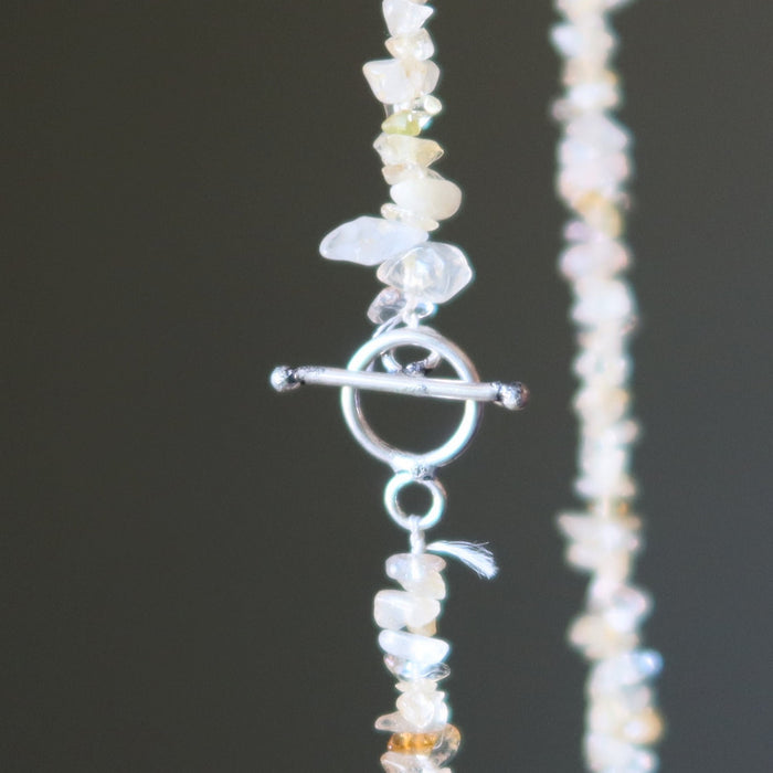 silver toggle clasp on citrine necklace