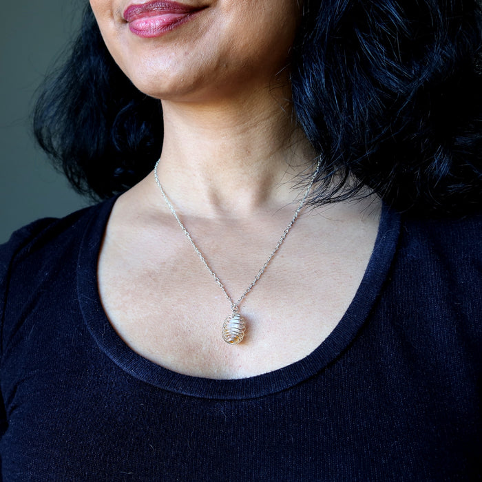 Citrine Necklace Sunny Money Cage Raw Point Sterling