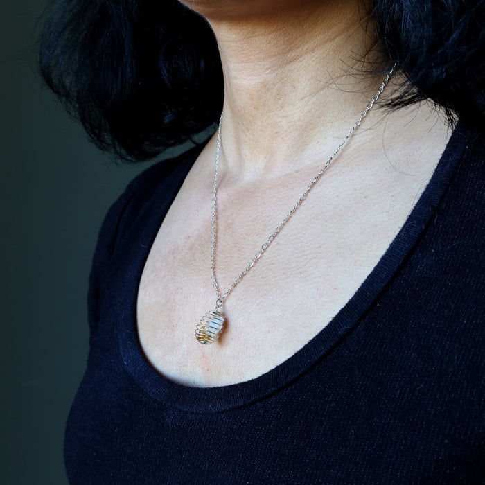Citrine Necklace Sunny Money Cage Raw Point Sterling