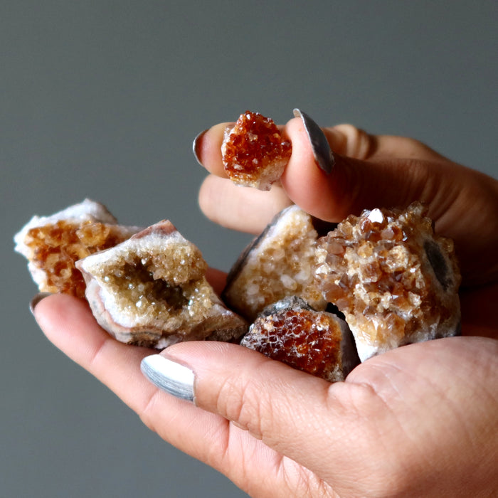 Citrine Cluster Bundle of 6 Brown Sugar Yellow Gemstones