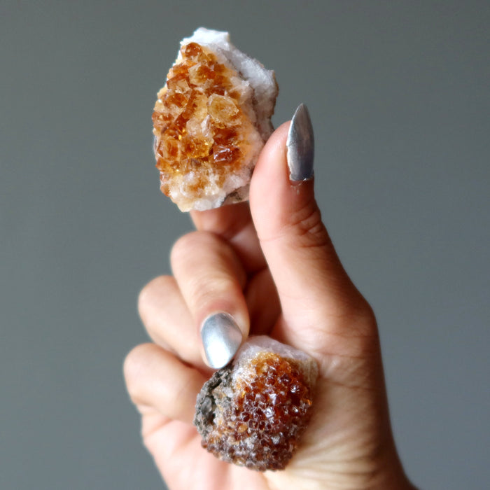 Citrine Cluster Bundle of 6 Brown Sugar Yellow Gemstones