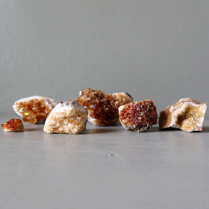Citrine Cluster Bundle of 6 Brown Sugar Yellow Gemstones