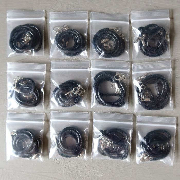 Cotton Cord Necklace Bundle of 12 Black Waxed 2mm