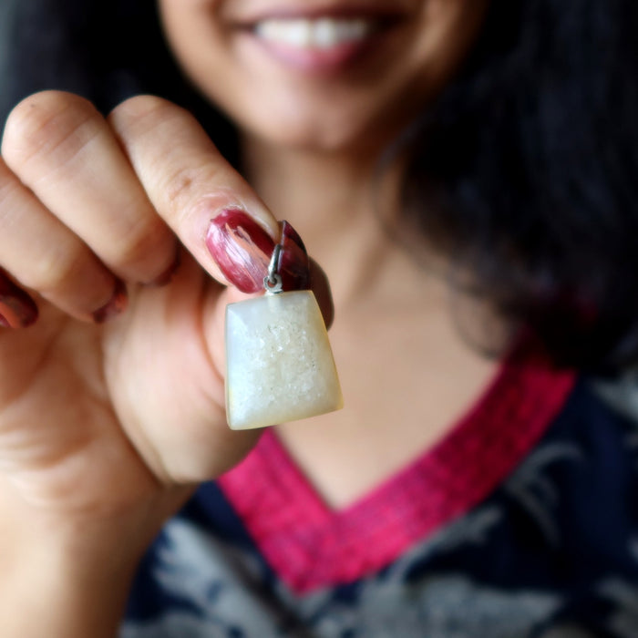 agate druzy quartz pendant
