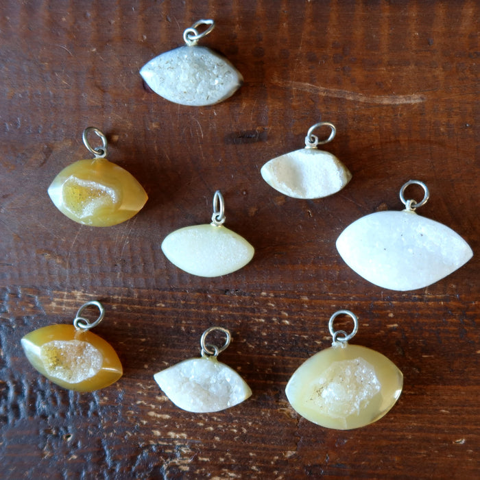 druzy quartz agate third eye pendants