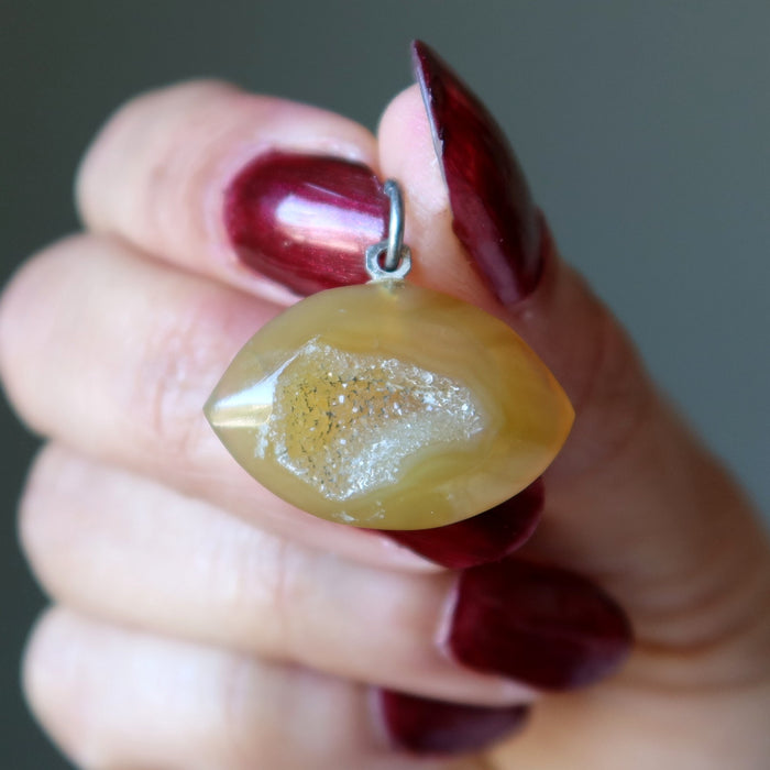 druzy quartz agate third eye pendant