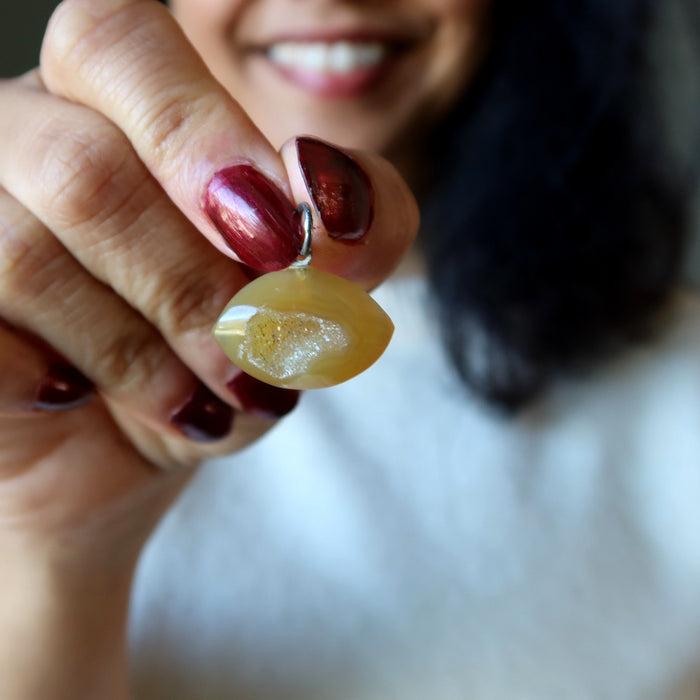 druzy quartz agate third eye pendant