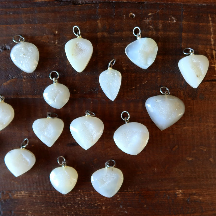 white druzy quartz agate drop pendants