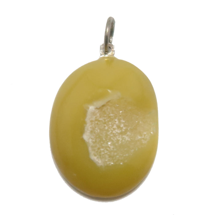 druzy quartz oval pendant