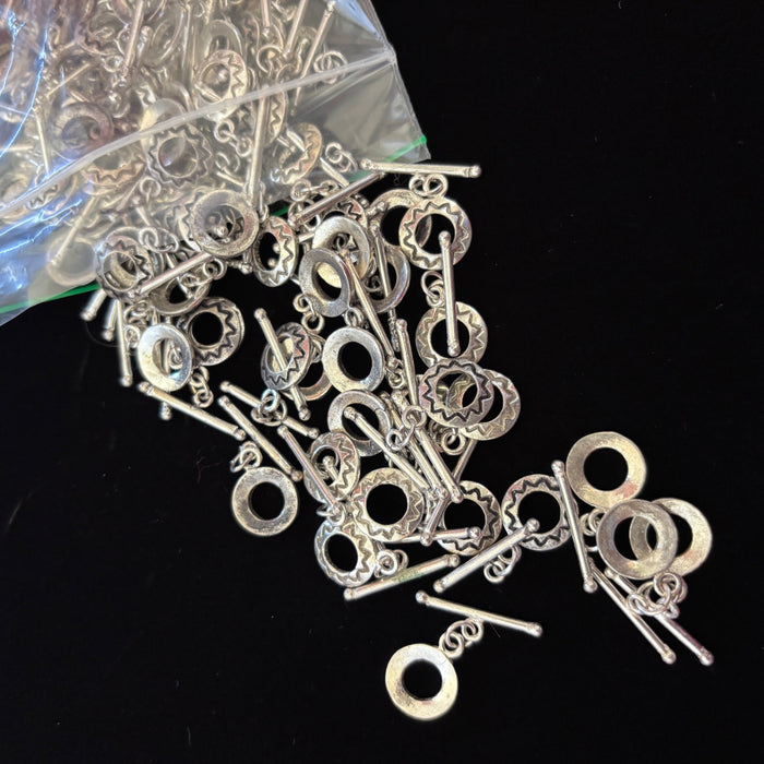 Bulk Round Toggle Clasps Silver Tone Jewelry Making Lot