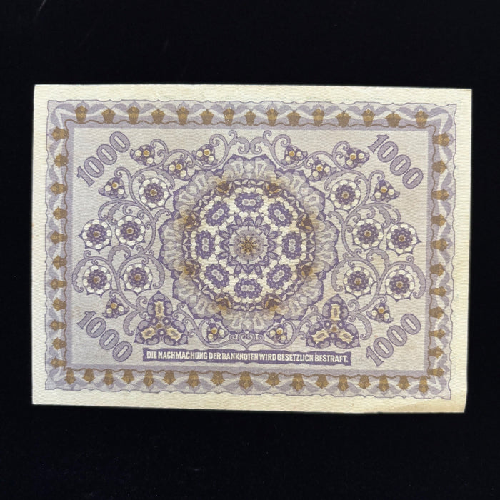 Antique Banknote 1922 Austria 1000 Kronen Inflation Kaleidoscope Mandala Lady