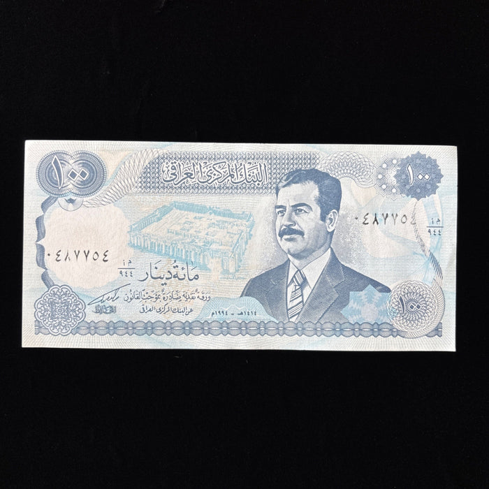 Vintage Banknote Iraq Sadam Hussein 100 Dinars Arabian Eagle UV Verified AU