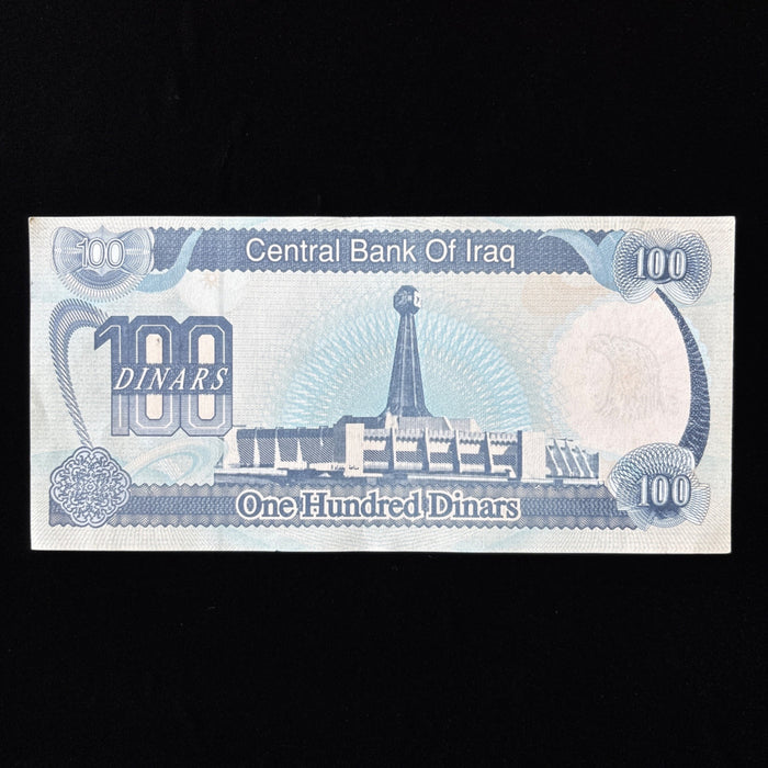 Vintage Banknote Iraq Sadam Hussein 100 Dinars Arabian Eagle UV Verified AU