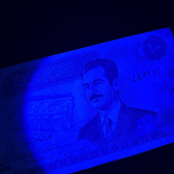 Vintage Banknote Iraq Sadam Hussein 100 Dinars Arabian Eagle UV Verified AU