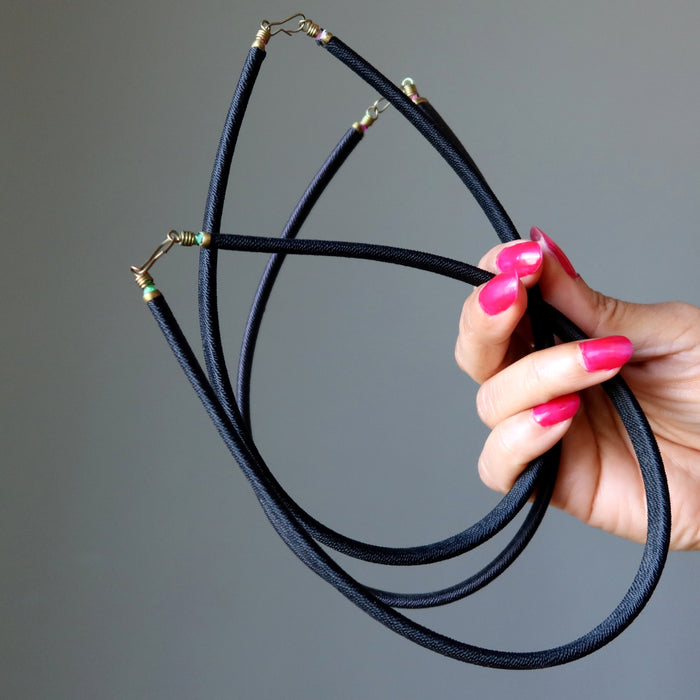 Fabric Cord Necklace Take the Stage Wide Black Choker