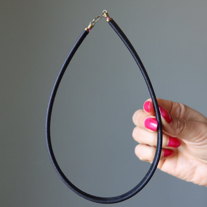 Fabric Cord Necklace Take the Stage Wide Black Choker