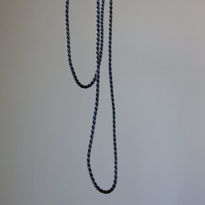 Fabric Cord Sleek Style Satin-Finished Black Nylon Twist