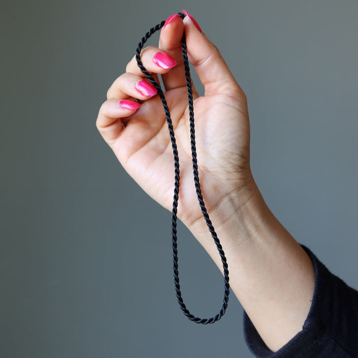 Fabric Cord Sleek Style Satin-Finished Black Nylon Twist