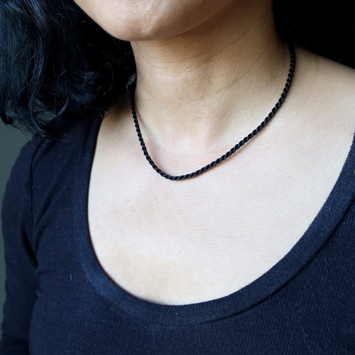 Fabric Cord Sleek Style Satin-Finished Black Nylon Twist