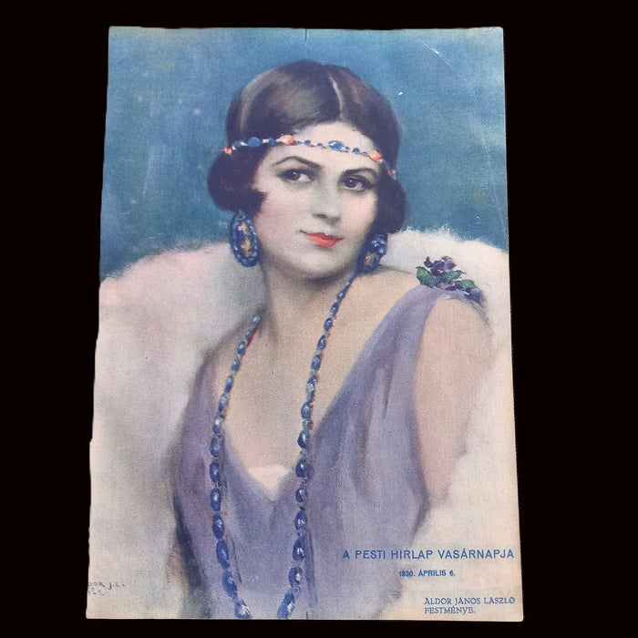 Vintage Ephemera 1930 Flapper Girl Portrait László Áldor & American Skyscrapers Page