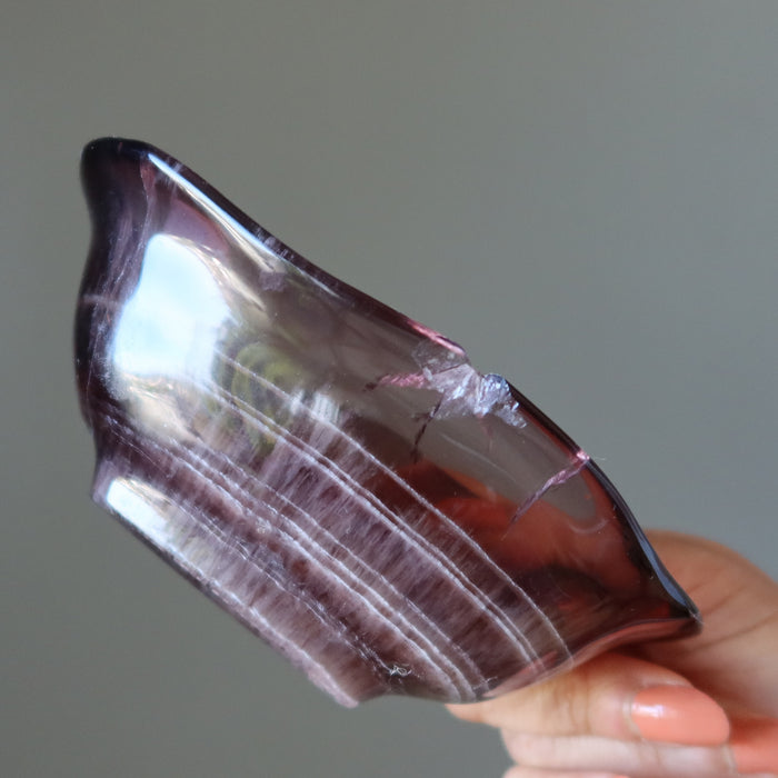 Fluorite Charger Purple Crystal Display Bowl Wounded Warrior