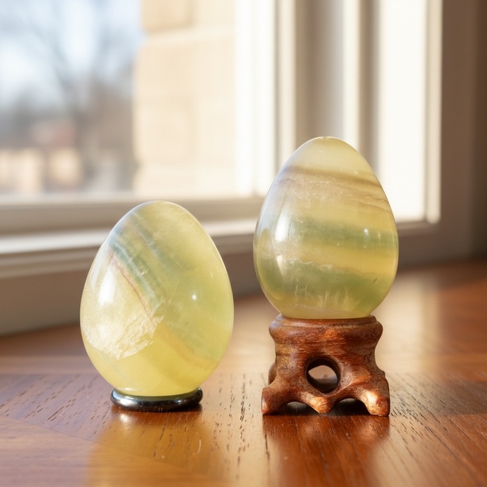 Fluorite Egg Yellow Rays Sunshine Focus Stone