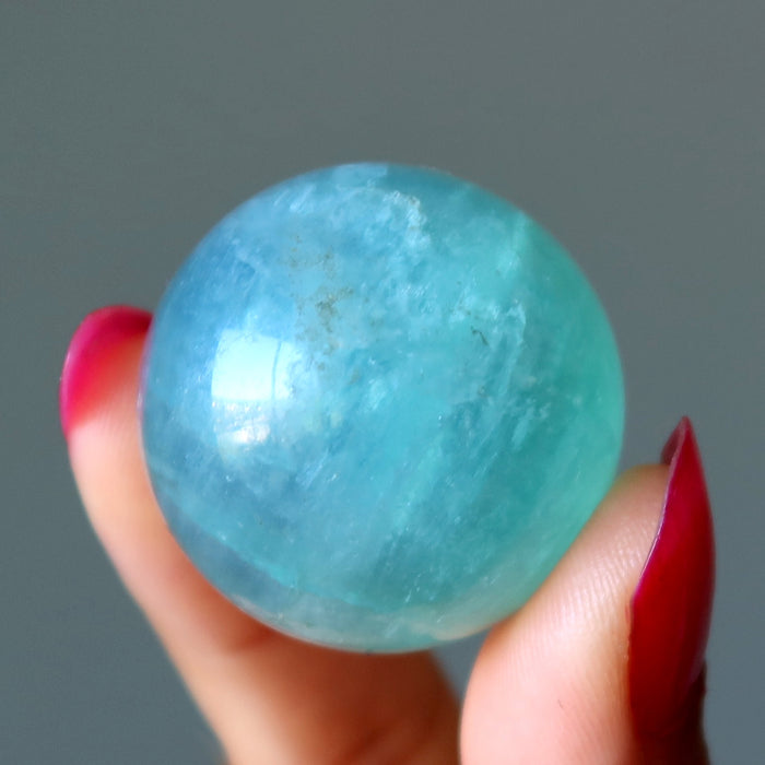Fluorite Sphere Green Blue Genius Glossy Gazing Crystal Ball