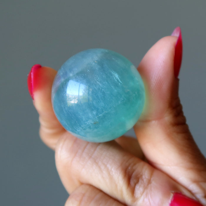 Fluorite Sphere Green Blue Genius Glossy Gazing Crystal Ball