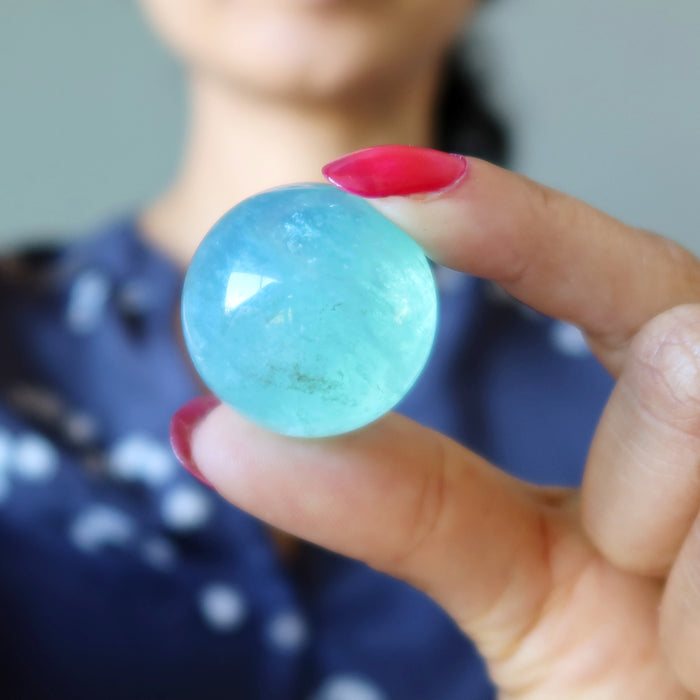 Fluorite Sphere Green Blue Genius Glossy Gazing Crystal Ball