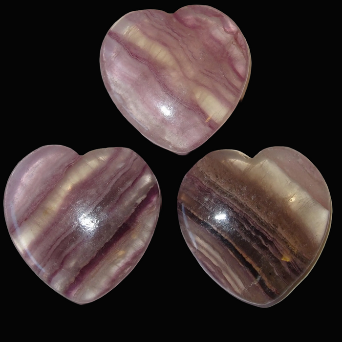 Fluorite Heart Set 3 Bonded Spiritual Family Crystals