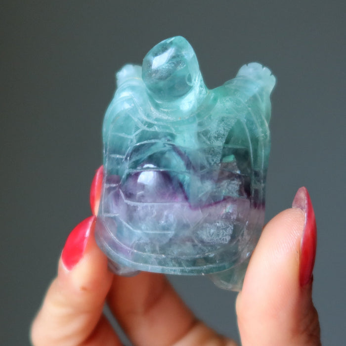 rainbow fluorite turtle figurine