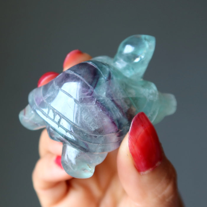 rainbow fluorite turtle figurine