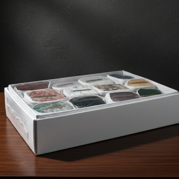 Crystal Set of 12 Polished Flat Mineral Collection